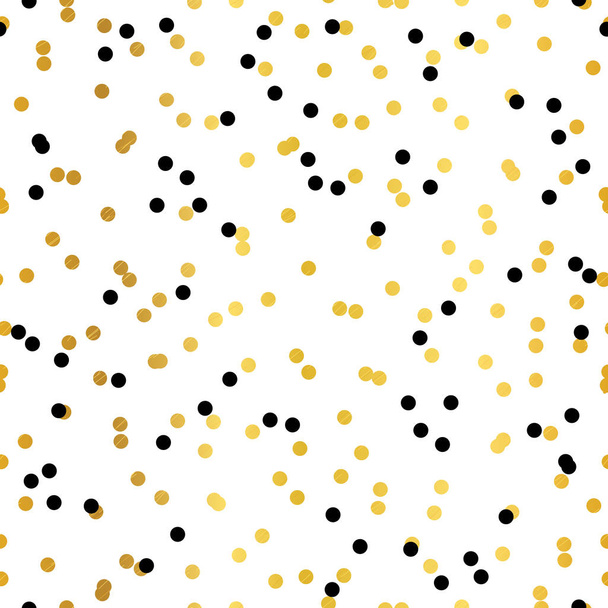 schwarz-goldene Konfetti-Punkte nahtloses Muster - Vektor, Bild