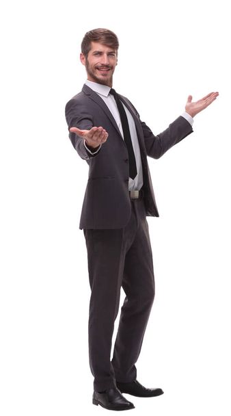 full growth. smiling businessman pointing at you - Foto, immagini
