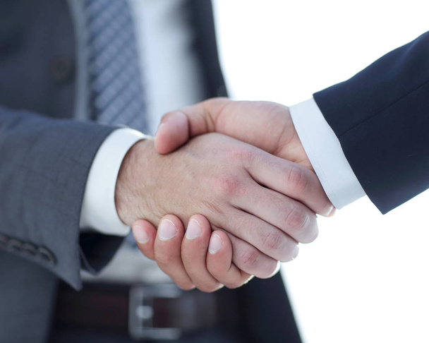 Photo of handshake of two happy businessmen - Photo, Image