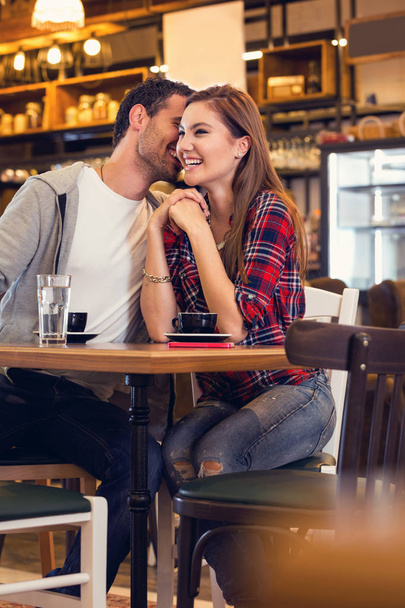 cute young couple  in cafe  - Fotoğraf, Görsel