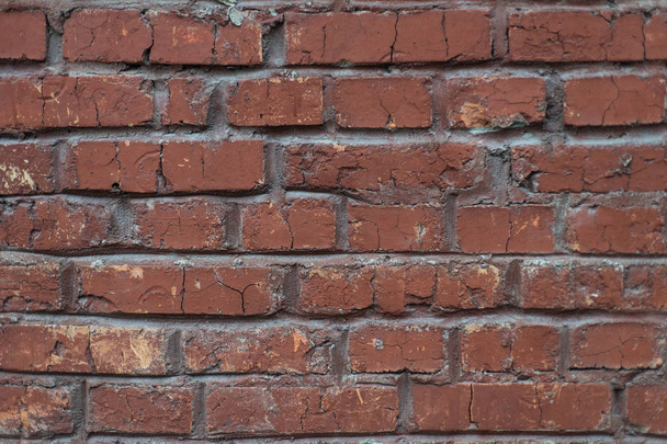 Grunge industrial red brick wall background in Kyiv, Ukraine. May be used in design and interiors. - Zdjęcie, obraz