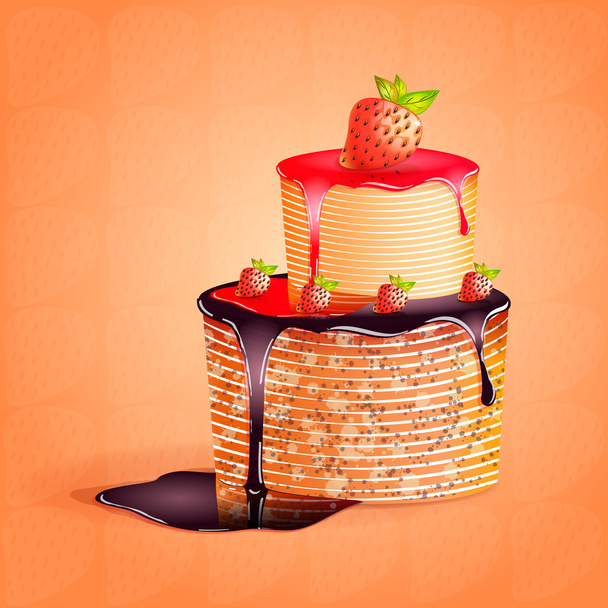Vector illustration of a Strawberry Cake - Vector, Image