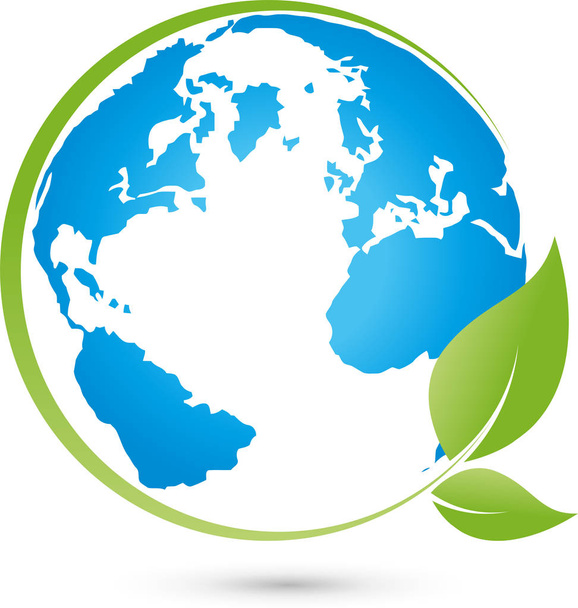 Earth, leaves, globe, world globe, logo - Vector, Image