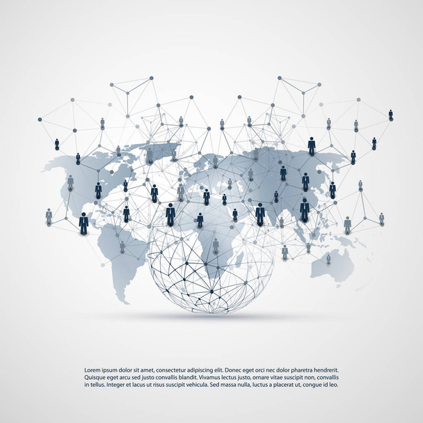 Мережі - глобальні бізнес-зв'язки - Концепція соціальних медіа Дизайн зі світовою картою
 - Вектор, зображення