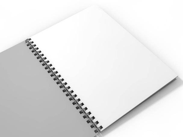 Κενό σημειωματάριο σε λευκό φόντο. 3D rendering - Φωτογραφία, εικόνα