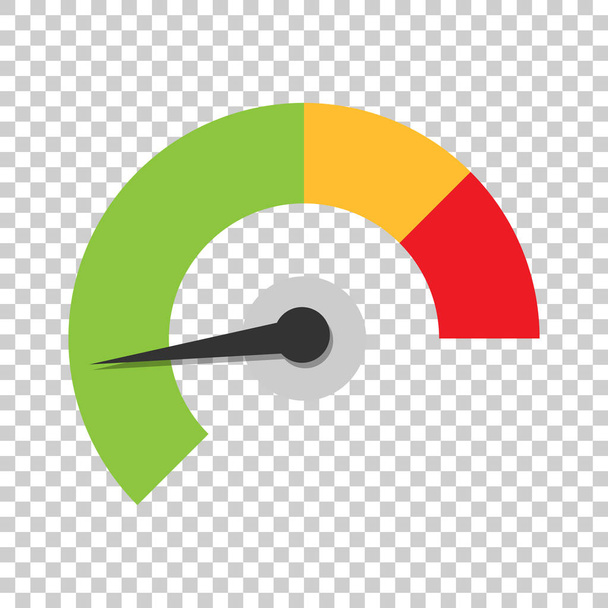 Meter dashboard icon in flat style. Credit score indicator level vector illustration on isolated background. Gauges with measure scale business concept. - Vector, Image