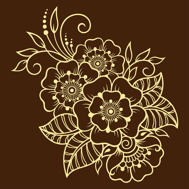 Mehndi flower pattern in frame for Henna drawing and tattoo. Decoration in ethnic oriental, Indian style. - Vector, Image