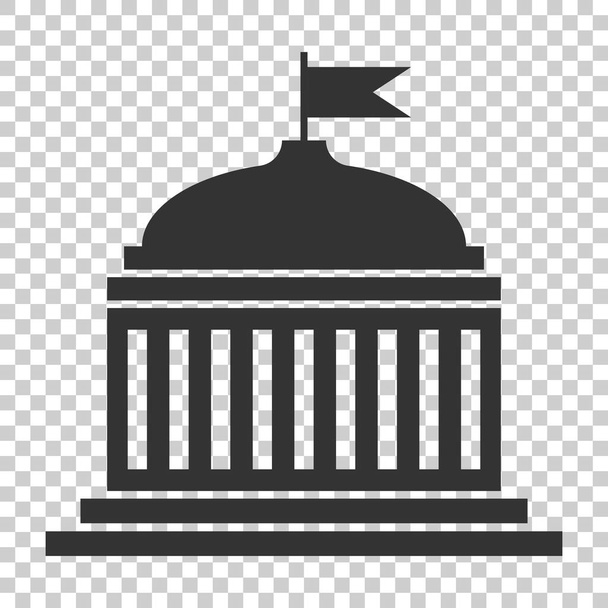 Bank building icon in flat style. Government architecture vector illustration on isolated background. Museum exterior business concept. - Vector, Image