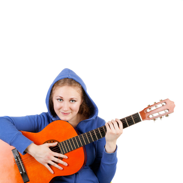 Girl and guitar - Foto, afbeelding