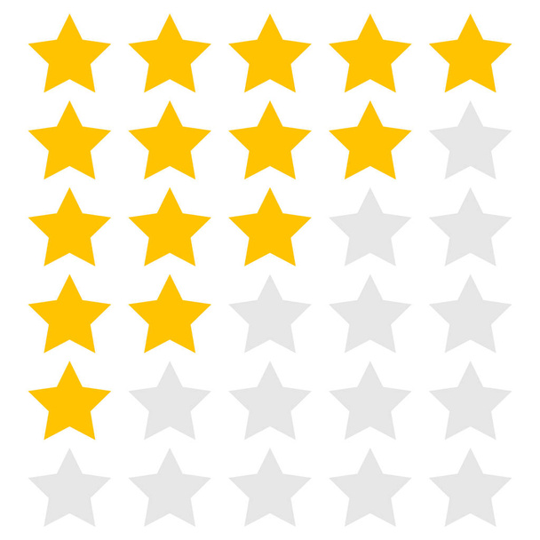 Stars set for ratings. Customer product and service ratings. Icons reviews customer in flat design for apps and websites - Vector, Image