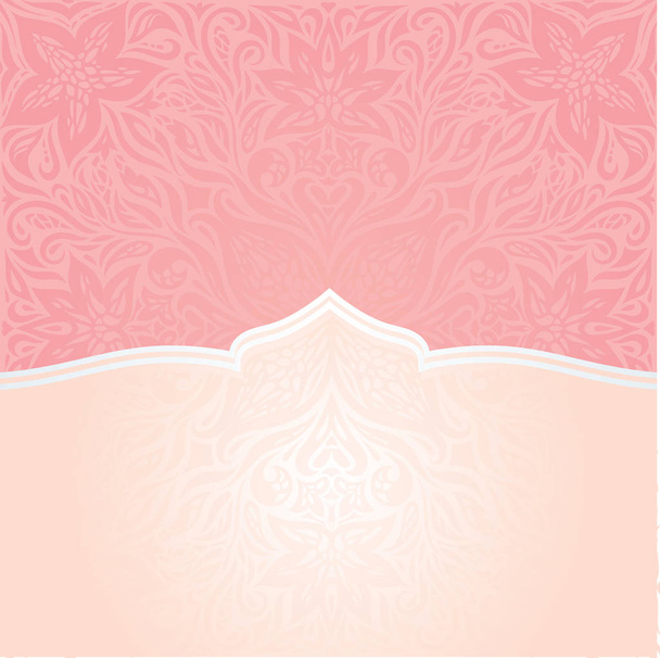 Roze & zilver retro decoratieve uitnodiging vector behang trendy mode mandala ontwerp met kopie ruimte - Vector, afbeelding