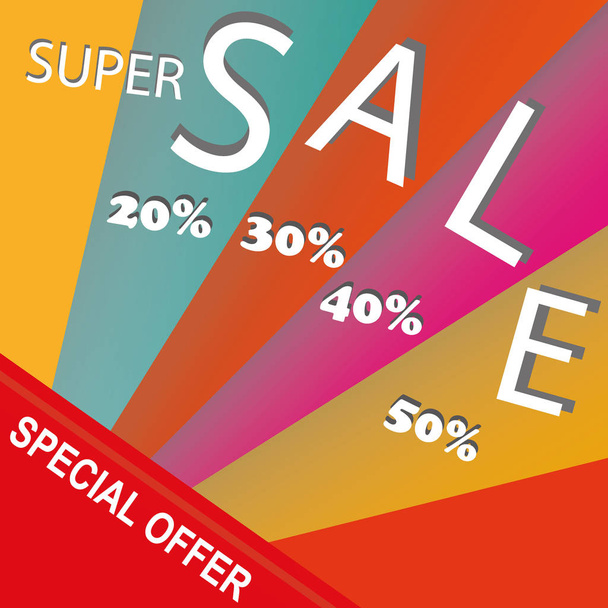 Super Sale for Cleidence at 50 off It s гаряча розпродаж плакат барвистий фон. Wow Special пропонує плакат або шаблон продажу для маркетингу або рекламних кампаній. Також для роздрібних продажів
. - Вектор, зображення