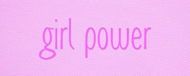pink girl power banner or header image with leather texture - Photo, Image