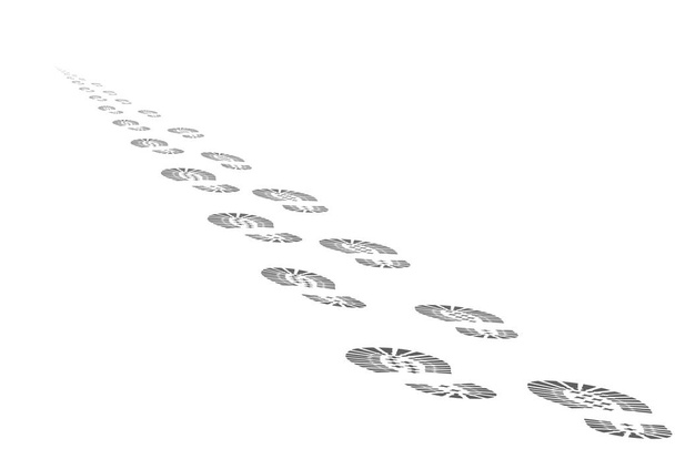 die Fußspuren des Aufbrechens in die Ferne jenseits des menschlichen Horizonts. abstrakte Vektorillustration - Vektor, Bild