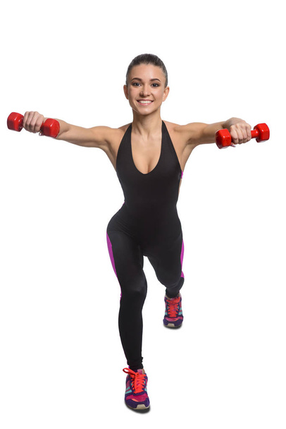 Athletic woman doing lunges exercise - Fotó, kép