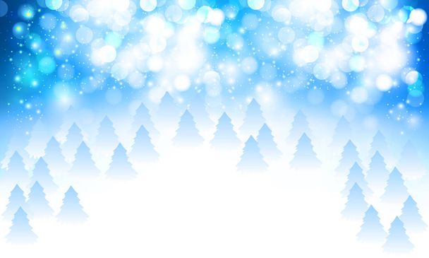 Biały niebieski snowy bokeh i Boże Narodzenie drzew tło, wektor ilustracja. - Wektor, obraz