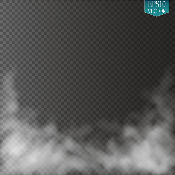 Nevoeiro ou fumaça isolado efeito especial transparente. Nuvens vectoriais brancas, neblina ou nevoeiro. Ilustração vetorial - Vetor, Imagem