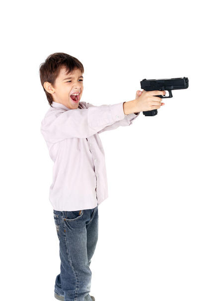 boy playing with the pistol - Φωτογραφία, εικόνα
