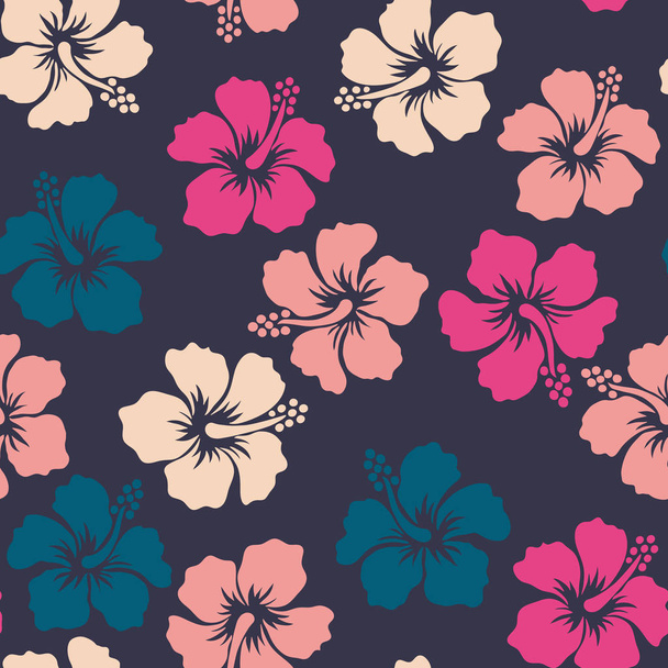 Τροπικό φόντο με hibiscus τα λουλούδια. Χωρίς ραφή πρότυπο της Χαβάης. Εξωτικά διανυσματικά εικονογράφηση - Διάνυσμα, εικόνα