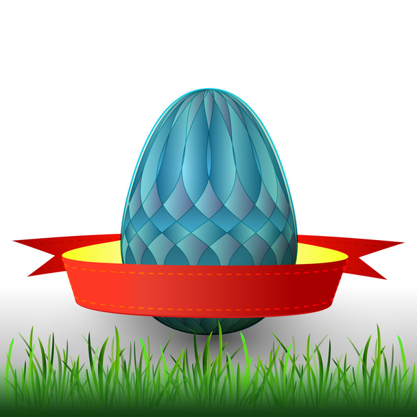 el yapımı Paskalya yumurtası ve şerit vektör çimen - Vektör, Görsel