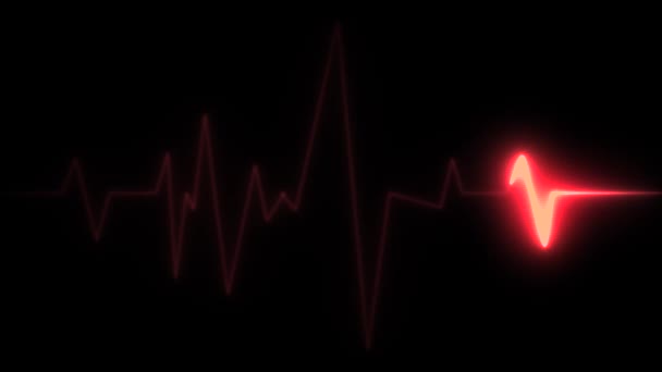 4k Medical Heart Pulsation Wave Signal/ Animation of a health technology background with red sine wave of heart pulsation signal - Footage, Video