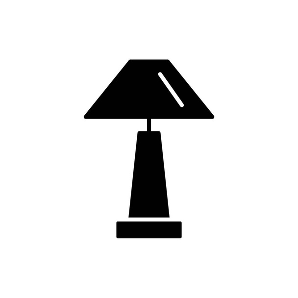 Ilustração do vetor preto & branco da lâmpada da tabela da missão do artesão. Ícone plano de luminária desktop vintage. Iluminação de casa e escritório. Objeto isolado sobre fundo branco
 - Vetor, Imagem
