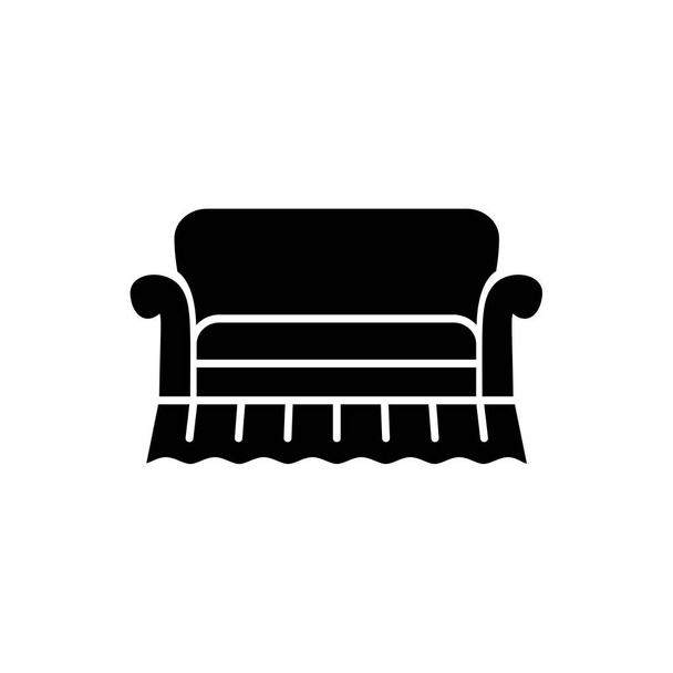 Черно-белая векторная иллюстрация английского дивана. Плоская иконка дивана. Традиционная мебель для дома. Изолированный объект на белом фоне
 - Вектор,изображение