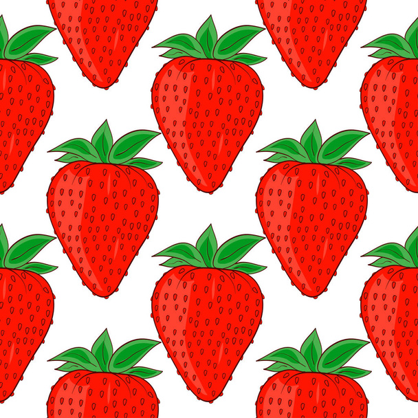 イチゴ。白い背景の赤い果実を。シームレスです。スケッチ - ベクター画像
