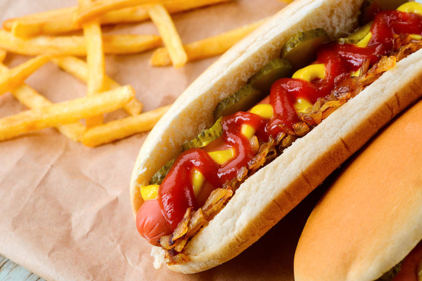 Hot dogs with ketchup - Φωτογραφία, εικόνα