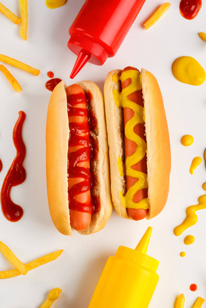 Mustard drops and hot dogs - Фото, изображение