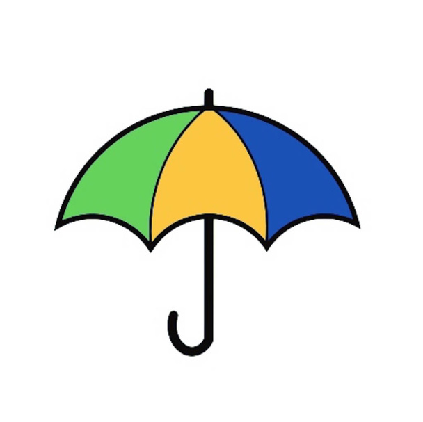 Paraguas lloviendo ilustración de dibujos animados
 - Foto, Imagen