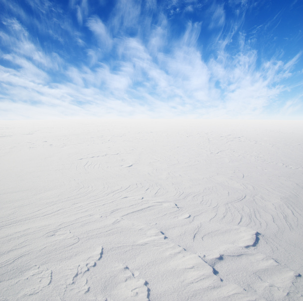champ de neige et ciel nuageux - Photo, image