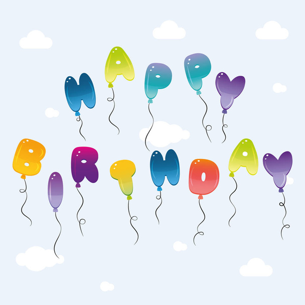 Frase de aniversário feliz com letras de balão brilhantes
. - Vetor, Imagem