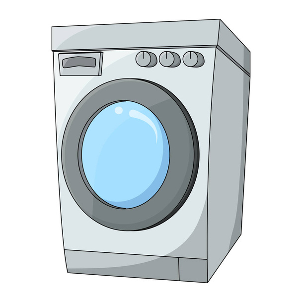мультипликационная стиральная машина дизайн изолирован на белой backgroun
 - Вектор,изображение