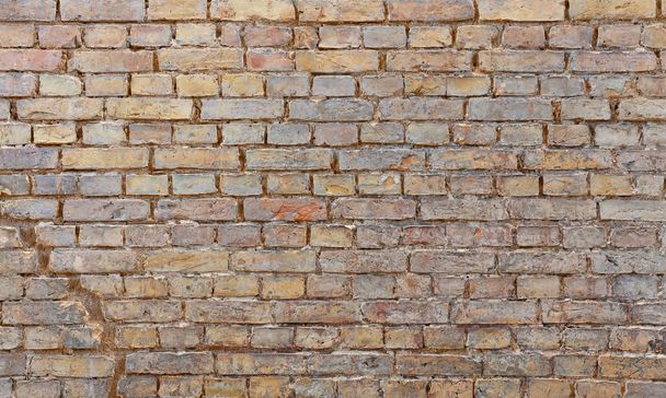 Rough red brown brick wall background texture close up, side view - Photo, Image
