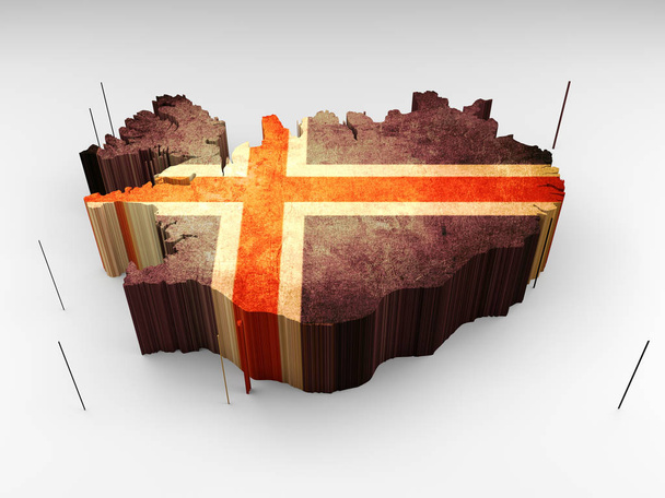 Iceland map 3d textured with an Icelandic flag - Photo, Image