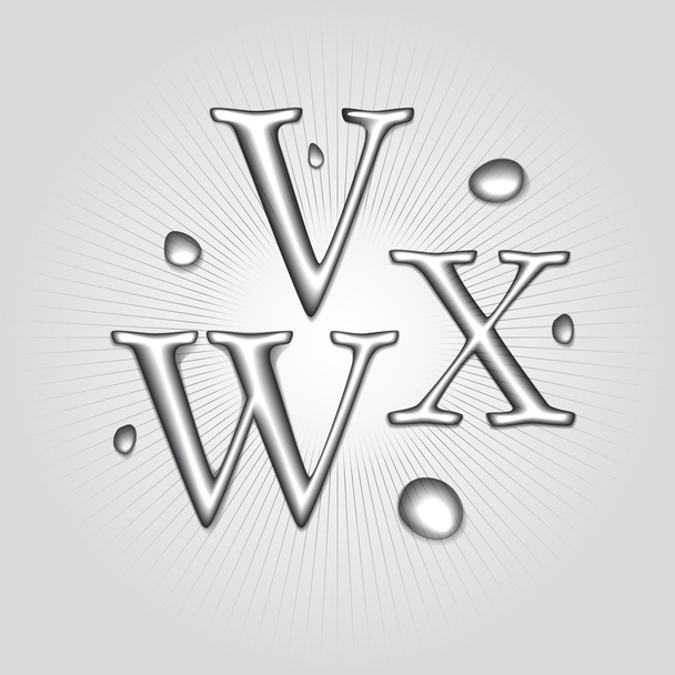 Vector water letters V, W, X. - Vector, Image