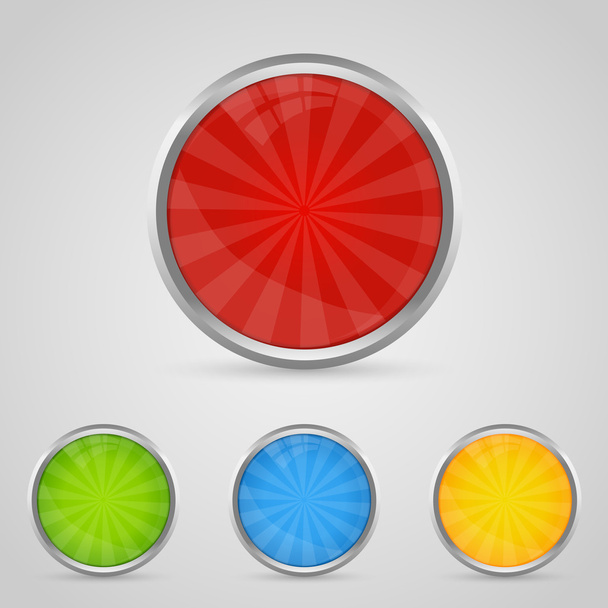 Set of colored buttons with chrome stroke - Vector, Image