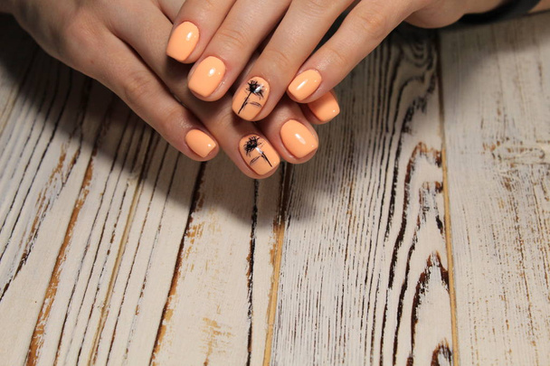glamorous beautiful manicure on a trendy texture background - Photo, Image