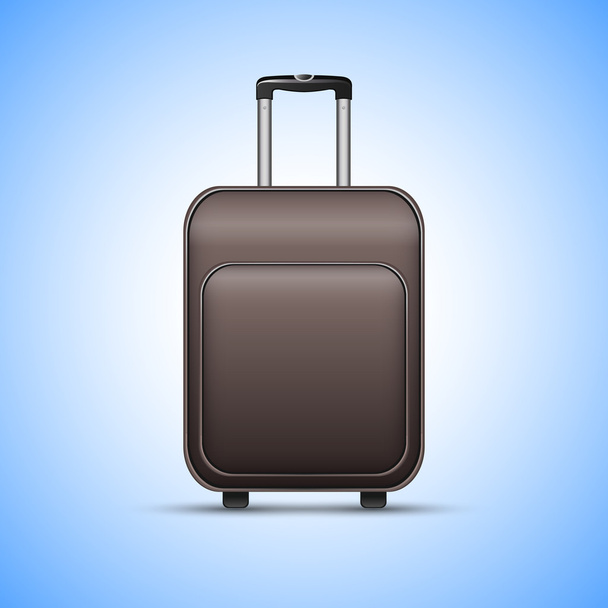 青色の背景に分離された黒のスーツケース - ベクター画像