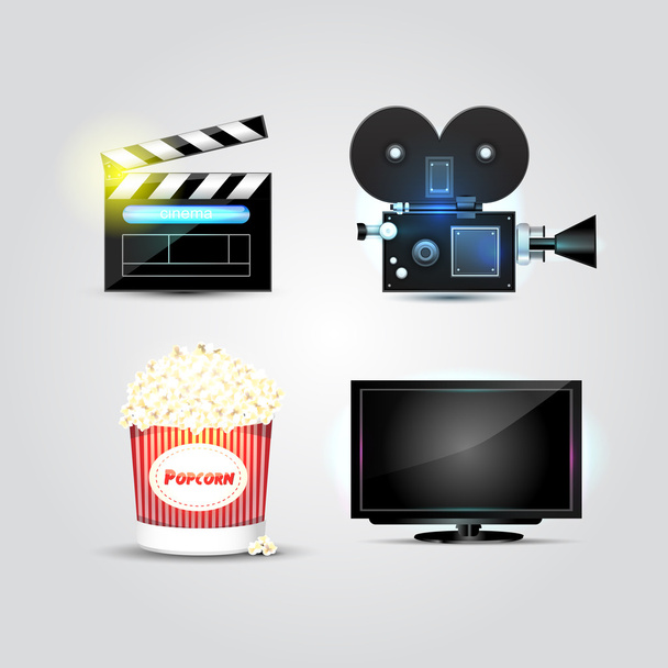 Iconos de cine y película - conjunto de iconos vectoriales
 - Vector, Imagen