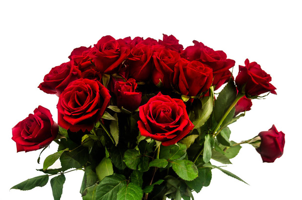 Picture of Bouquet of red roses with white background - Photo, Image
