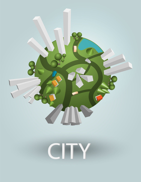 Earth with city. Vector concept. - Vector, Image