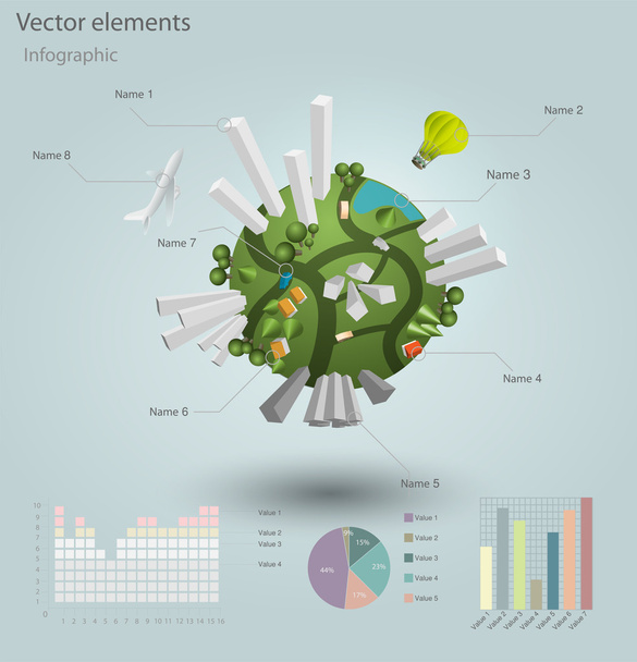 Infographics Industrial buildings and residential areas. Vector illustration. - Vector, Image