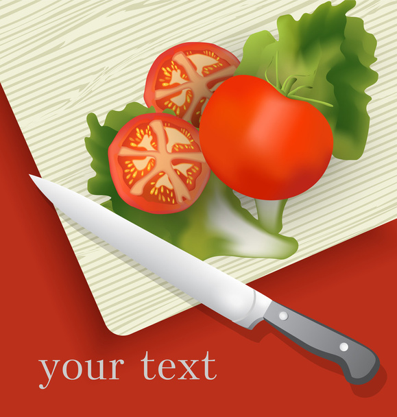 Tomato on cutting board. Vector illustration. - Vector, Image