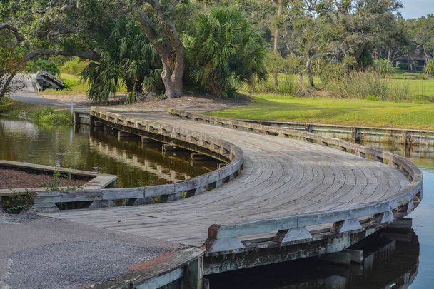 Ahşap Nassau County, Florida Amelia Plantation yakın köprü. - Fotoğraf, Görsel