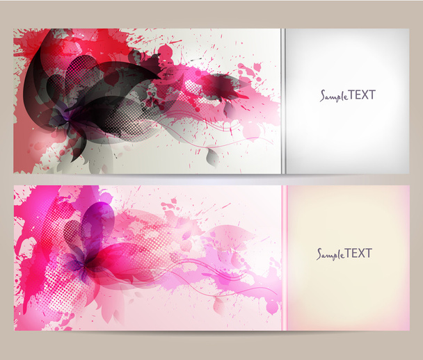Abstract artistic Background with floral element and colorful blots. Set of abstract cards. - Вектор, зображення