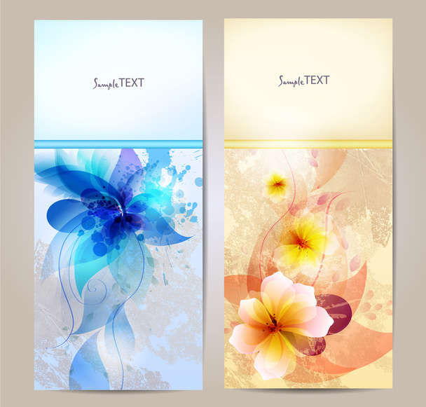 Abstract artistic Background with floral element and colorful blots. Set of abstract cards. - ベクター画像