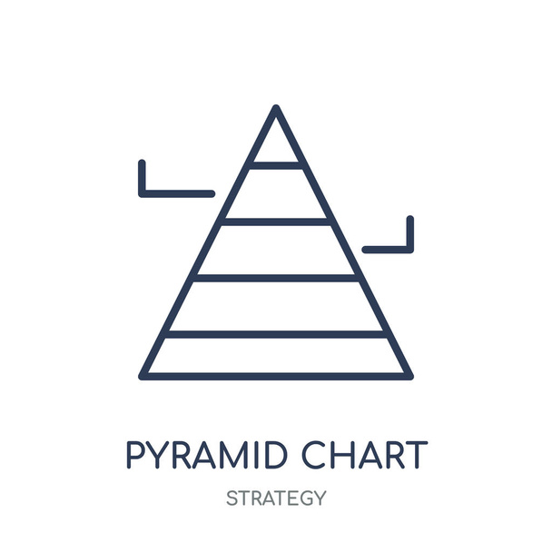 Pyramid chart icon. Pyramid chart linear symbol design from Strategy collection. Simple outline element vector illustration on white background. - Vector, Image
