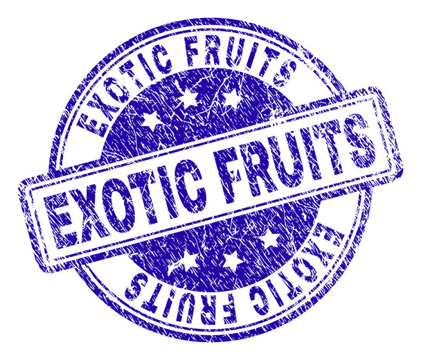 Grunge Textured EXOTIC FRUITS Stamp Seal - Vector, Image